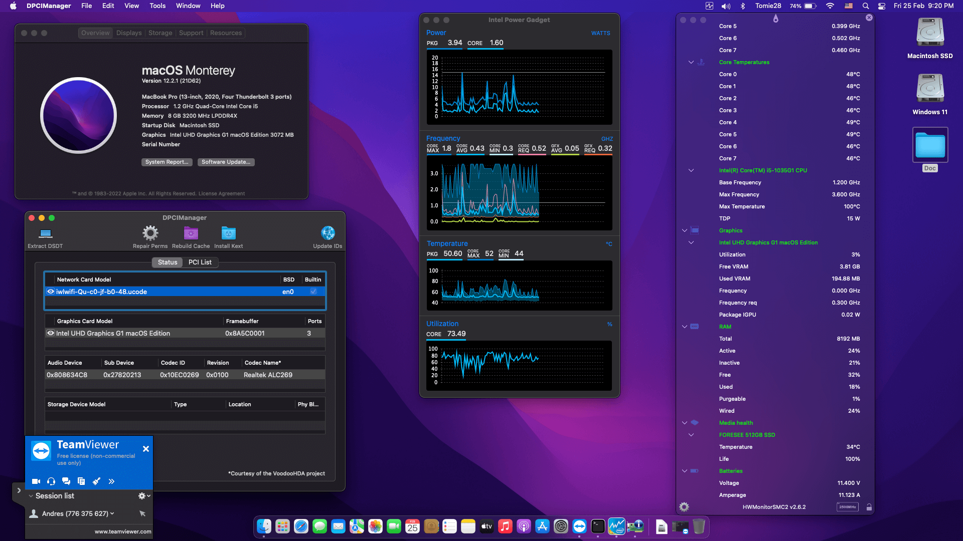 Success Hackintosh macOS Monterey 12.2.1 Build 21D62 in Infinix INBook X1 XL11